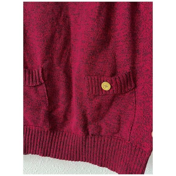 Karen Scott  Red/Black Sweater with Gold Detail Buttons 100% Cotton  Size Medium - Picture 2 of 4